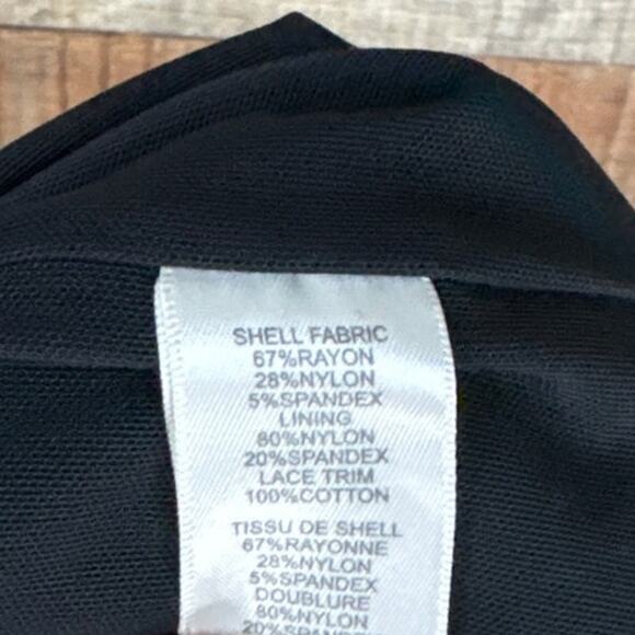 Rebecca Taylor Black Sleeveless V-Neck Sheath Sheer Lace Inset Dress Size 4 - Picture 8 of 9